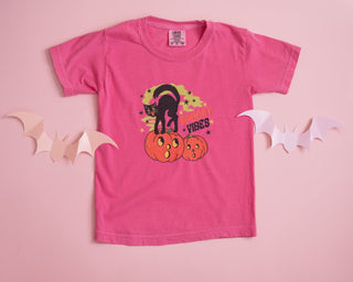 spooky vibes hot pink t-shirt