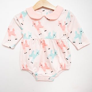retro pink deer romper