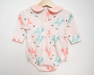 retro pink deer romper
