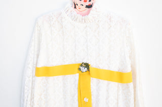 Vintage 60s Off White Lace Girls Dress