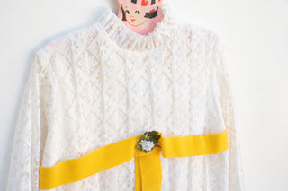 Vintage 60s Off White Lace Girls Dress