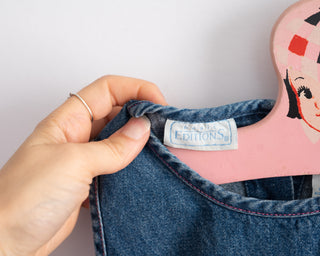 90s Basic Editions Denim Romper Dress in 5T