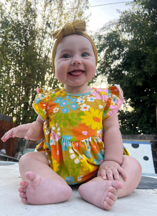 Baby Girls' Flutter Romper in Sixties Wild Blooms