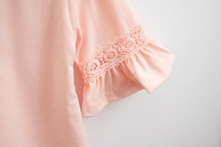 Bell Sleeve Solid Color Shirt in White or Pink - Strawberry Jam Kids