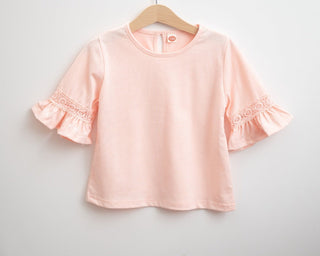 Bell Sleeve Solid Color Shirt in White or Pink - Strawberry Jam Kids