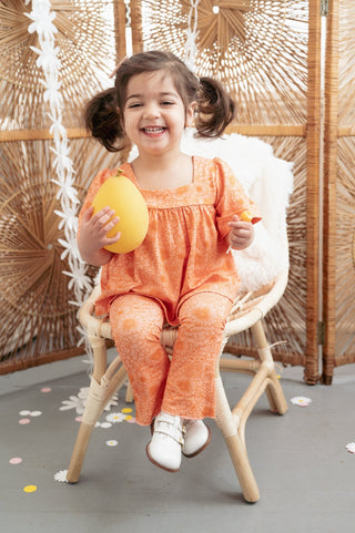 Groovy Pink and Orange Floral Bell Sleeve Top for Baby Toddler Girls