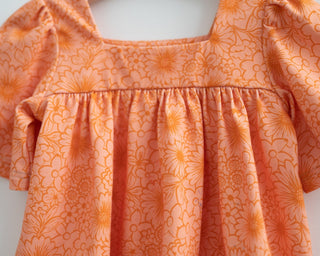 Groovy Pink and Orange Floral Bell Sleeve Top for Baby Toddler Girls