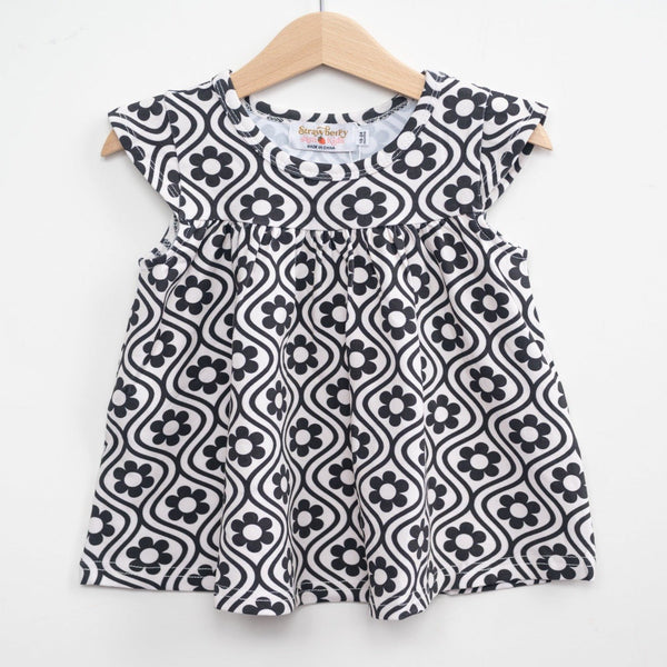Black and White Groovy Girls Top for Babies, Toddlers and Girls