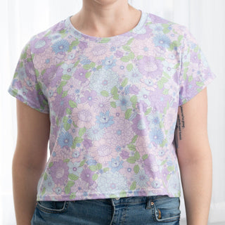 Blue Spring Floral Flower Power Crop Top - Strawberry Jam Kids