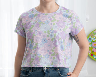 Blue Spring Floral Flower Power Crop Top - Strawberry Jam Kids