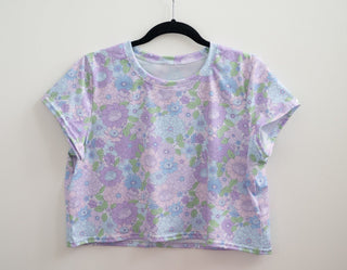 Blue Spring Floral Flower Power Crop Top - Strawberry Jam Kids