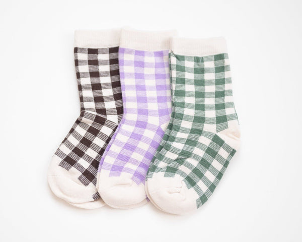 Checkered Sock Sets of 3 in a Variety of Colors for Boys and Girls