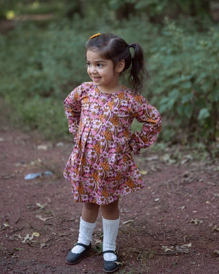 Fall Floral Long Sleeve Baby Toddler Girl Dress - Strawberry Jam Kids