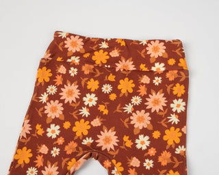 Folk Floral Jersey Bell Bottoms Flare Leggings for Babies, Toddlers and Girls - Strawberry Jam Kids