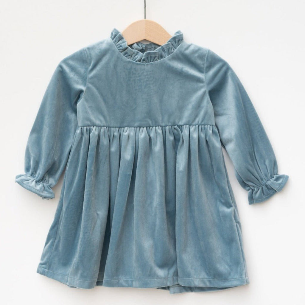 Girls Blue Christmas Dress in Velvet 18-24 Months Girls Blue Christmas Dress in Velvet 18-24 Months