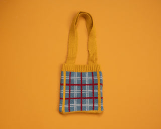 Plaid Knit Kids Shoulder Bags
