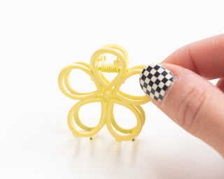 pink and yellow flower claw clips