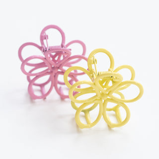 pink and yellow flower claw clips