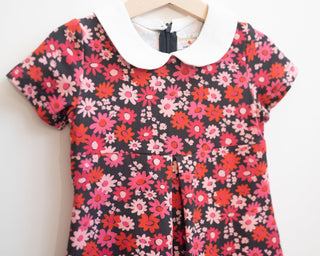 peter pan collar floral dress two groovy birthday dress - navy and pink dress