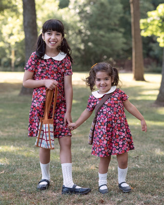 Baby Toddler Girls Fall Dress - Fall Floral Dress - Peter Pan Collared Dress - Retro Vintage Style
