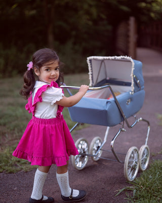 Pink corduroy pinafore skirt for baby toddler girls