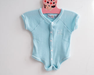 Vintage Baby Blue Rib Knit Bodysuit 3-6 Months