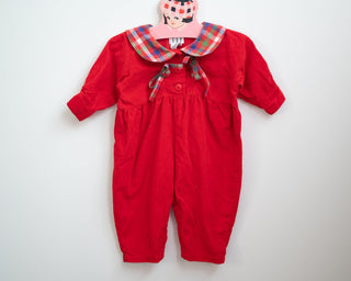 vintage red corduroy baby romper