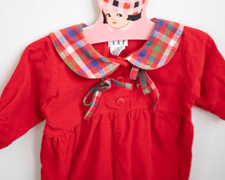vintage red corduroy baby romper