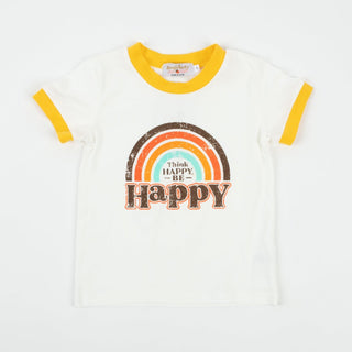 Think Happy Be Happy Retro Ringer T-Shirt for Baby and Little Kids