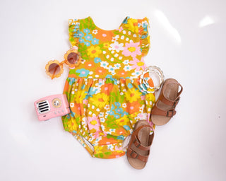 vintage floral baby toddler girl summer romper