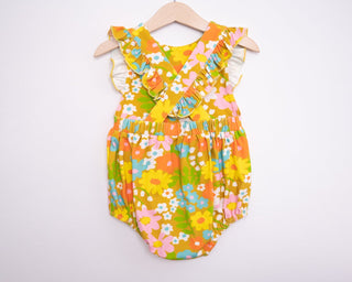 vintage floral baby toddler girl summer romper