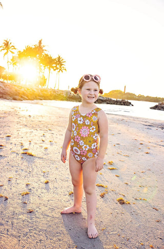 Patterned One-Piece Swimsuit for Girls