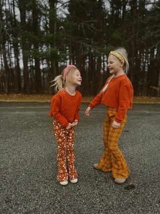 Plaid 70s Girl’s Bell Bottom Leggings on girl