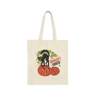 Spooky Vibes Cotton Canvas Tote Bag for Trick or Treating