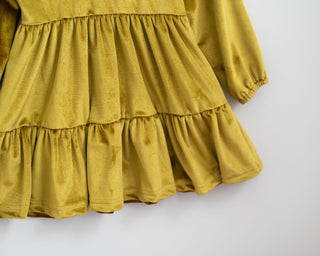 greenish gold velvet girls dress