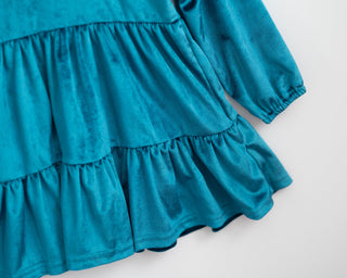 teal velvet dress for girls