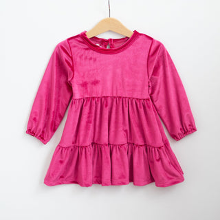 pink velvet girls dress