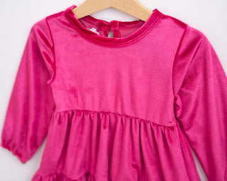 pink velvet girls dress