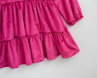pink velvet girls dress