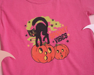 spooky vibes hot pink t-shirt