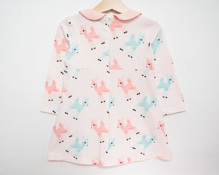 retro pink deer christmas girls dress