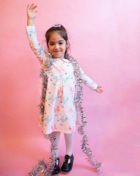retro pink deer baby girl christmas dress and toddler girl christmas dress