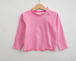 kids solid basic tops pink