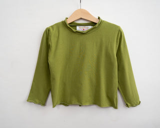 kids solid basic tops green