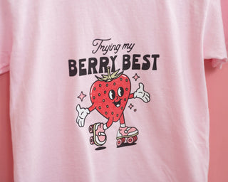 Trying my berry best strawberry kids  t-shirt