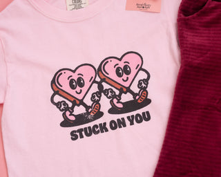 Stuck on you kids valentine's t-shirt