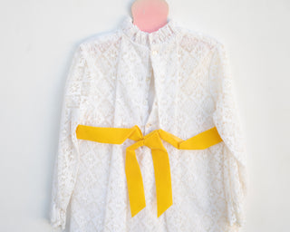 Vintage 60s Off White Lace Girls Dress 