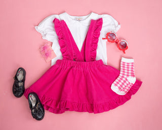 pink corduroy skirt