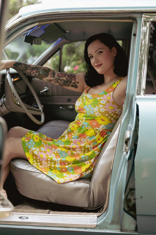 womens vintage floral retro dress