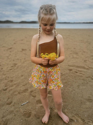 Summer Daisies Girls Double Gauze Ruffle Shorts